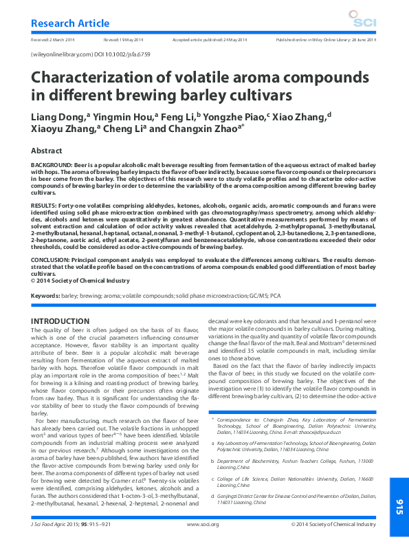 (PDF) Characterization of Volatile Aroma Compounds in Cooked Black Rice