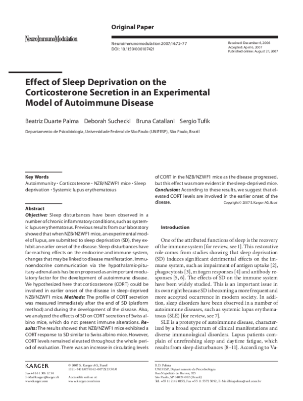 (PDF) Effect of Sleep Deprivation on the Corticosterone Secretion in an ...