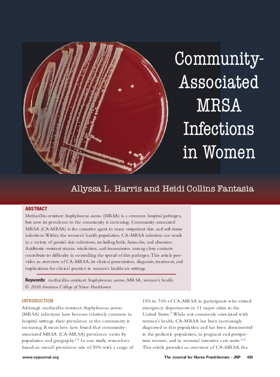 (PDF) Community-Associated MRSA Infections in Women