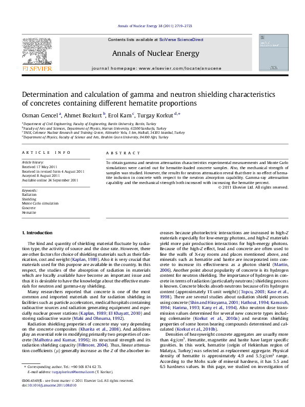 (PDF) Determination and calculation of gamma and neutron shielding ...