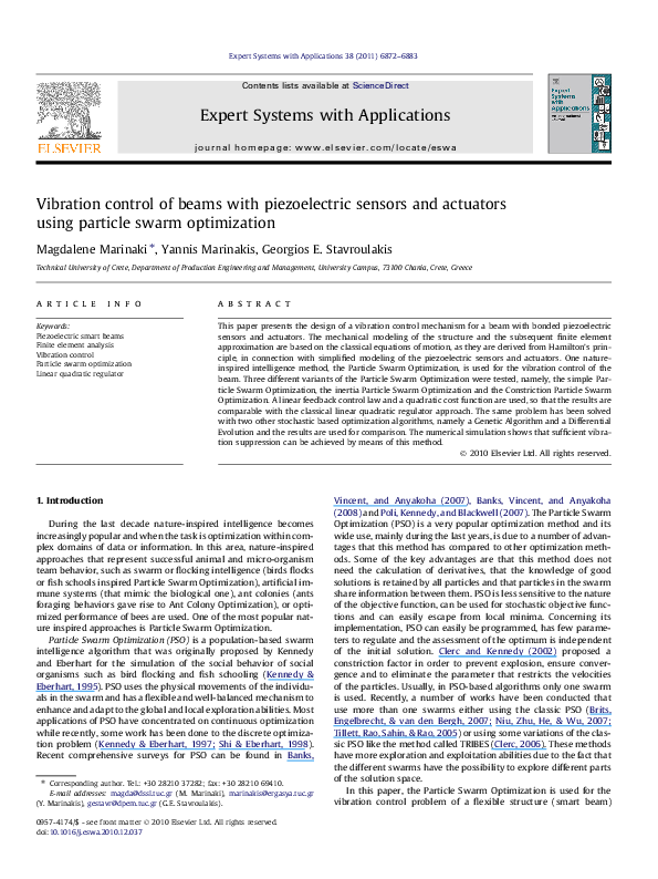 (PDF) Vibration control of beams with piezoelectric sensors and ...