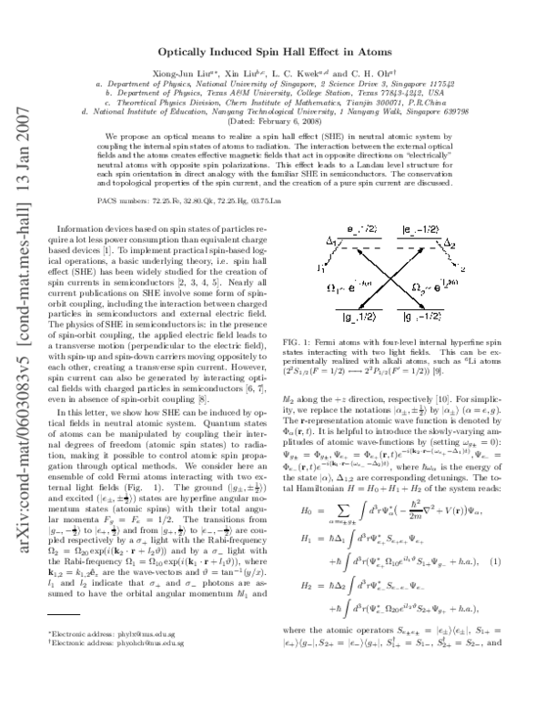 (PDF) Spin Hall Effect in Atoms
