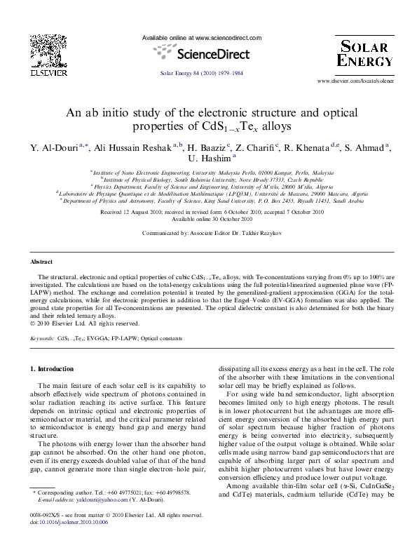 (PDF) An ab initio study of the electronic structure and optical ...
