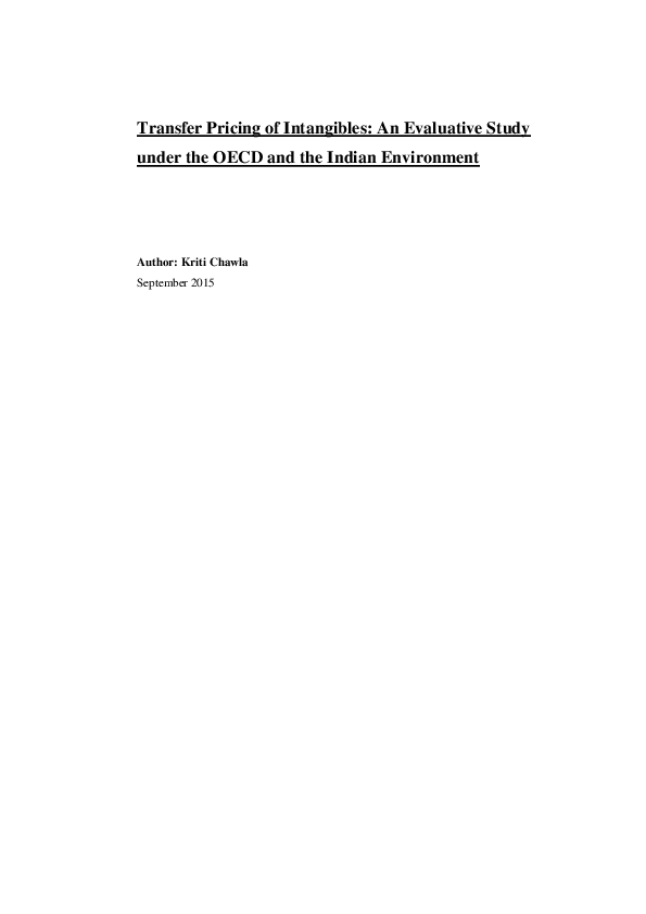 (PDF) Transfer Pricing of Intangibles: An Evaluative Study under the ...