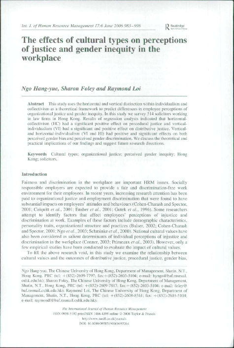 (PDF) The effects of cultural types on perceptions of justice and ...