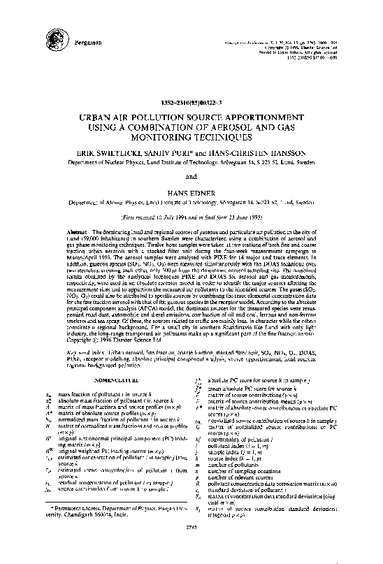 (PDF) Urban air pollution source apportionment using a combination of ...