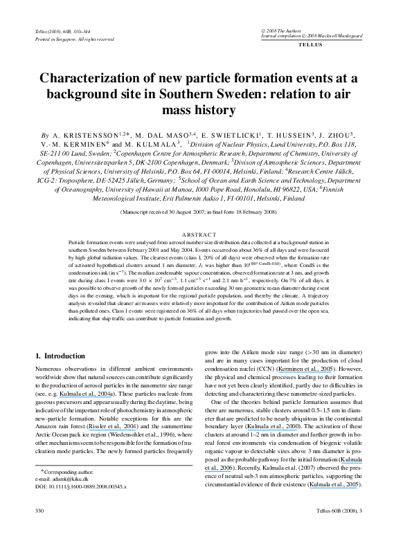 (PDF) Characterization of new particle formation events at a background ...