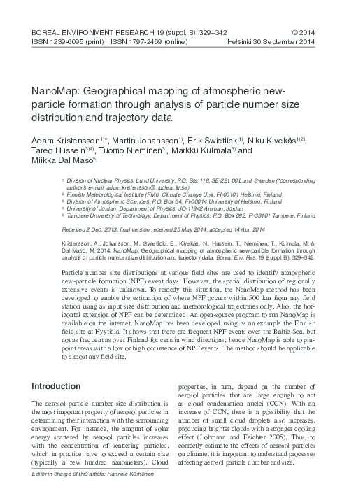 (PDF) Geographical mapping of atmospheric new particle formation ...