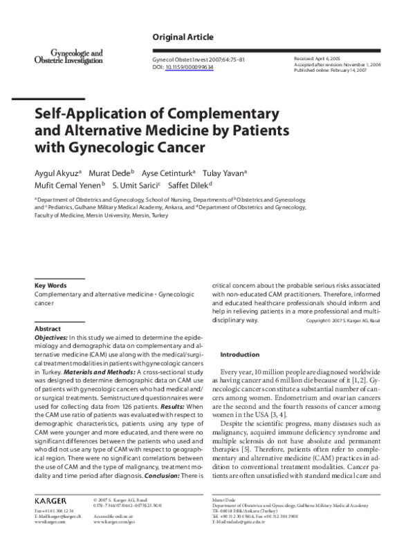 (PDF) Self-Application of Complementary and Alternative Medicine by ...