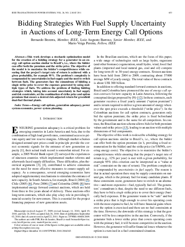 (PDF) Bidding strategies with fuel supply uncertainty in auctions of ...