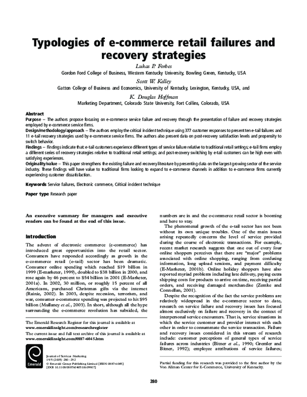 (PDF) Typologies of e-commerce retail failures and recovery strategies