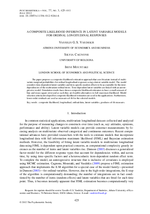 (PDF) A Composite Likelihood Inference in Latent Variable Models for ...