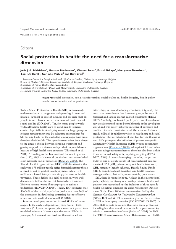 (PDF) Social protection in health: the need for a transformative ...