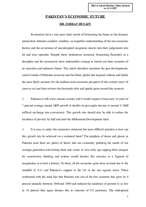 PAKISTAN'S ECONOMIC FUTURE