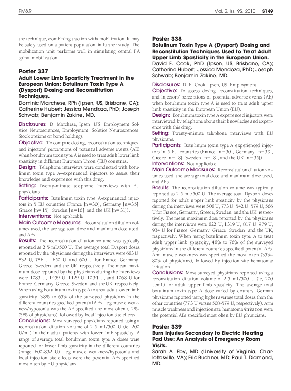 (PDF) Poster 337: Adult Lower Limb Spasticity Treatment in the European ...
