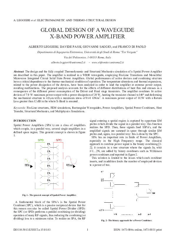 Global Design of a Waveguide XBand Power Amplifier Giovanni Saggio