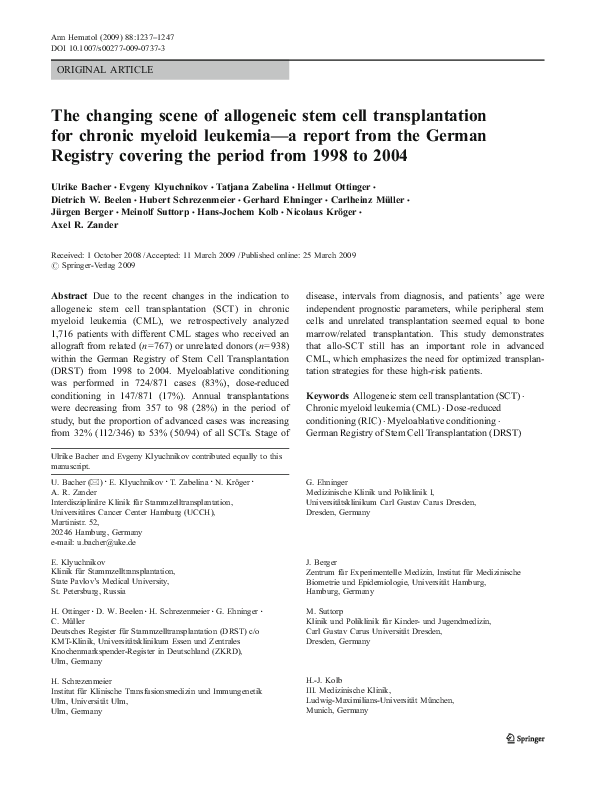 (PDF) The changing scene of allogeneic stem cell transplantation for ...