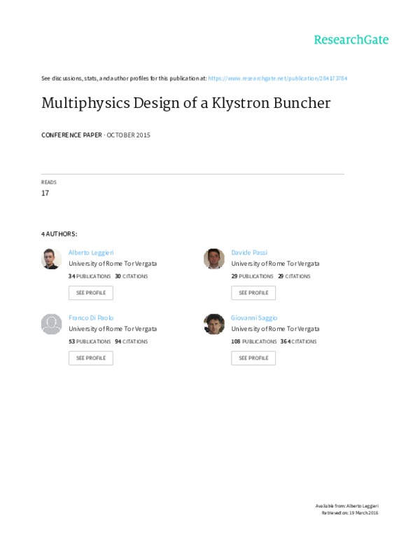 Multiphysics Design of a Klystron Buncher
