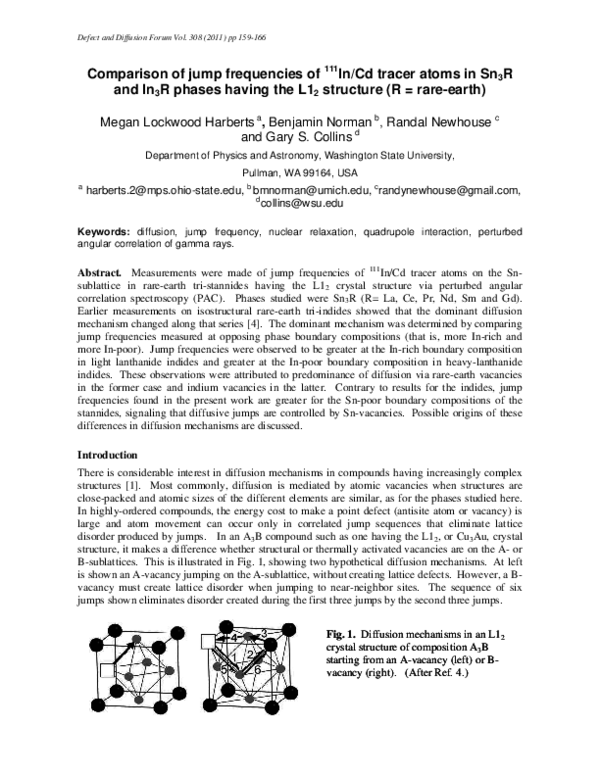 (PDF) Comparison of jump frequencies of 111In/Cd tracer atoms in Sn3R ...