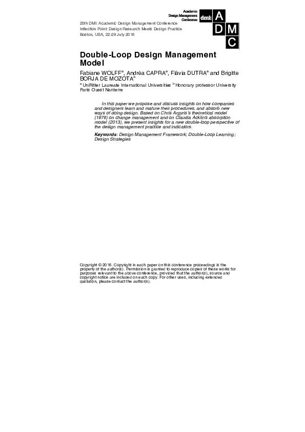 (PDF) Double-Loop Design Management Model
