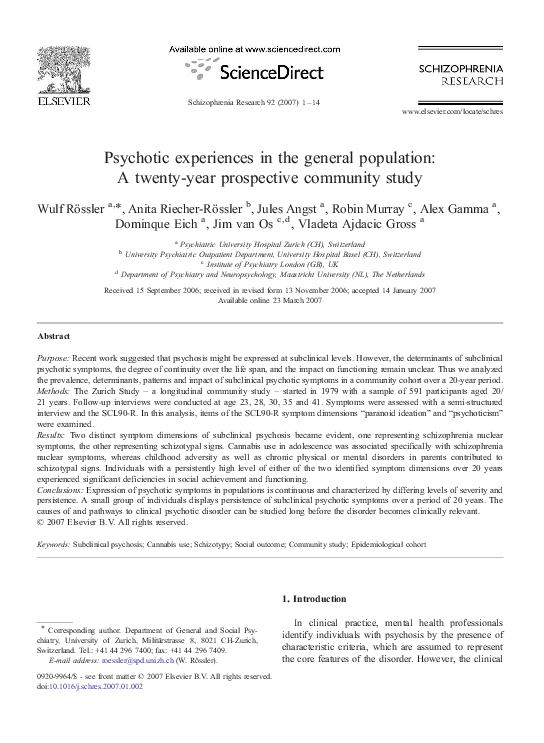 (PDF) Psychotic experiences in the general population: A twenty-year ...