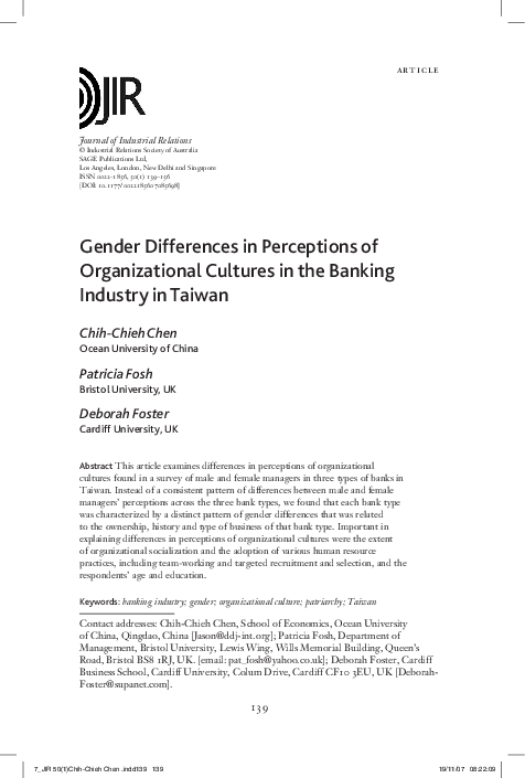 (PDF) Gender Differences in Perceptions of Organizational Cultures in ...