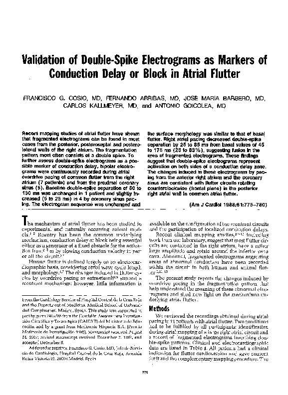 (PDF) Validation of double-spike electrograms as markers of conduction ...