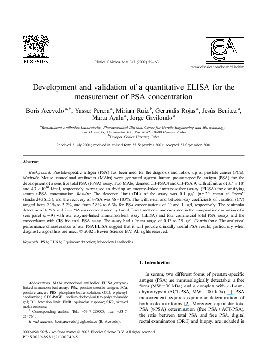(PDF) Development and validation of a quantitative ELISA for the ...