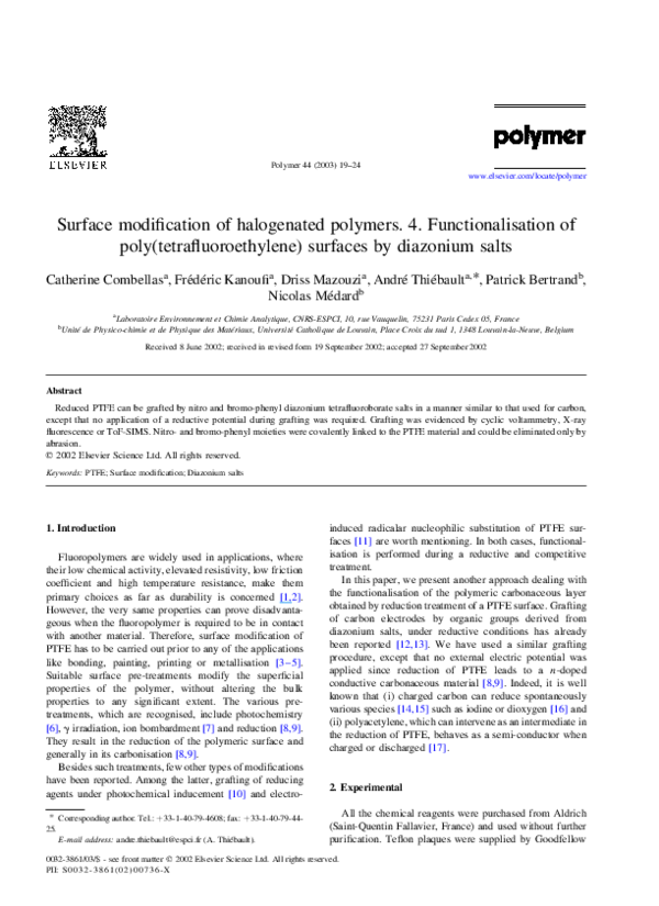 (PDF) Surface modification of halogenated polymers