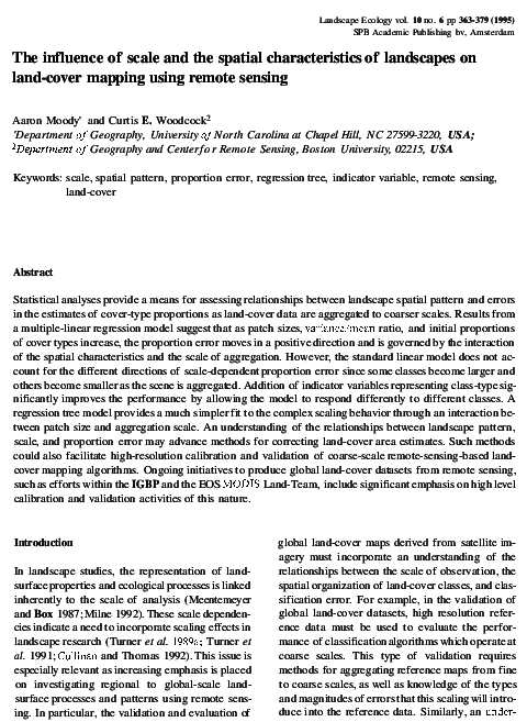 (PDF) The influence of scale and the spatial characteristics of ...