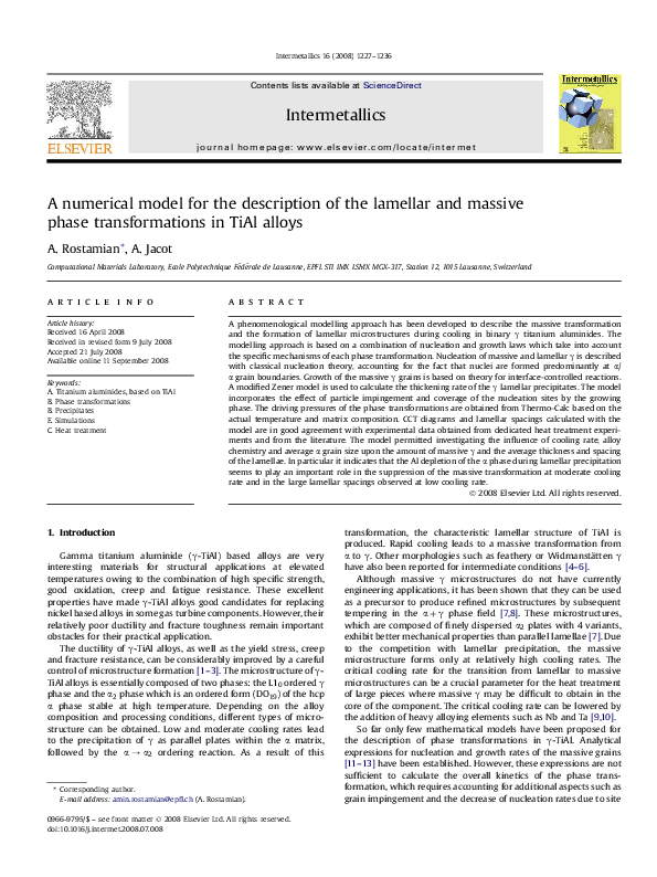 (PDF) A numerical model for the description of the lamellar and massive ...