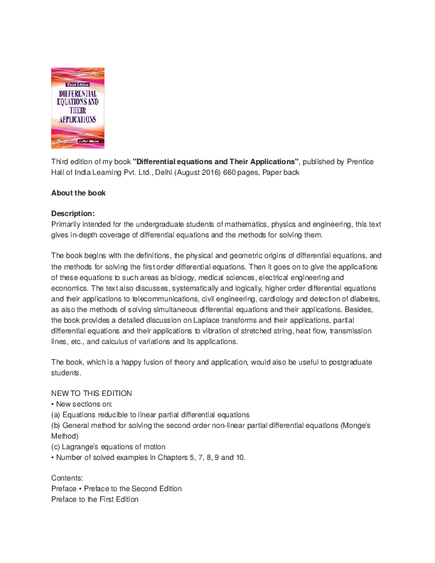 (DOC) Differential Equations and Their Applications, Third Edition