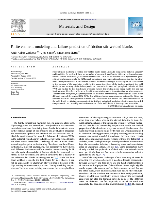 (PDF) Finite element modeling and failure prediction of friction stir ...
