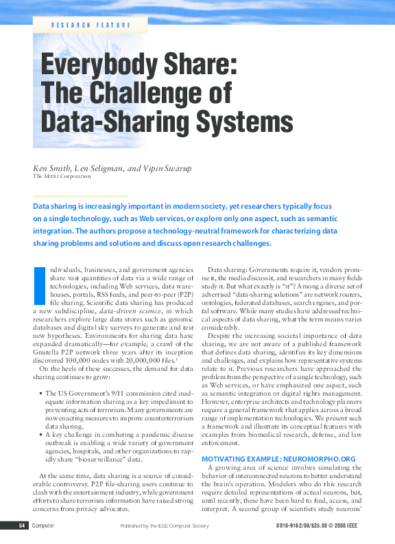 (PDF) Everybody Share: The Challenge of Data-Sharing Systems
