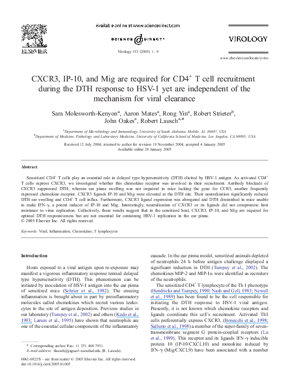 (PDF) CXCR3, IP10, and Mig are required for CD4 + T cell recruitment ...