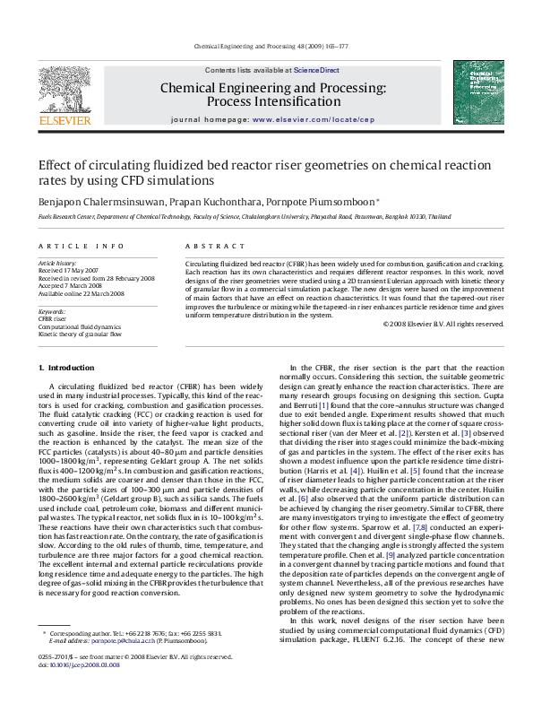 (PDF) Effect of circulating fluidized bed reactor riser geometries on ...