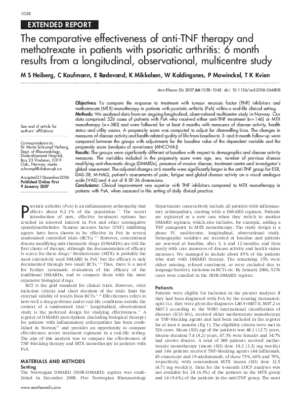 (PDF) The comparative effectiveness of anti-TNF therapy and ...