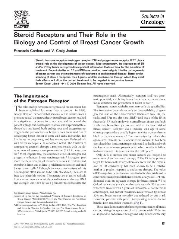 (PDF) Steroid Receptors and Their Role in the Biology and Control of ...