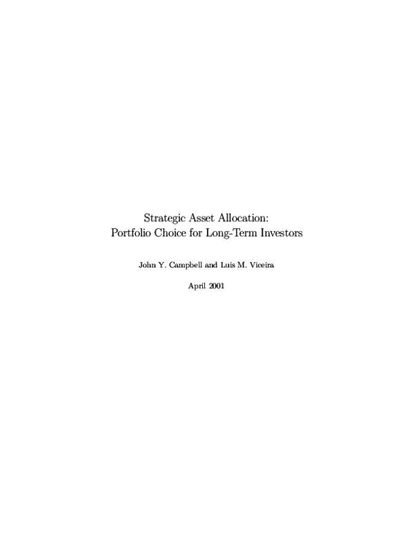 PDF) Strategic Asset Allocation: Portfolio Choice for Long-Term