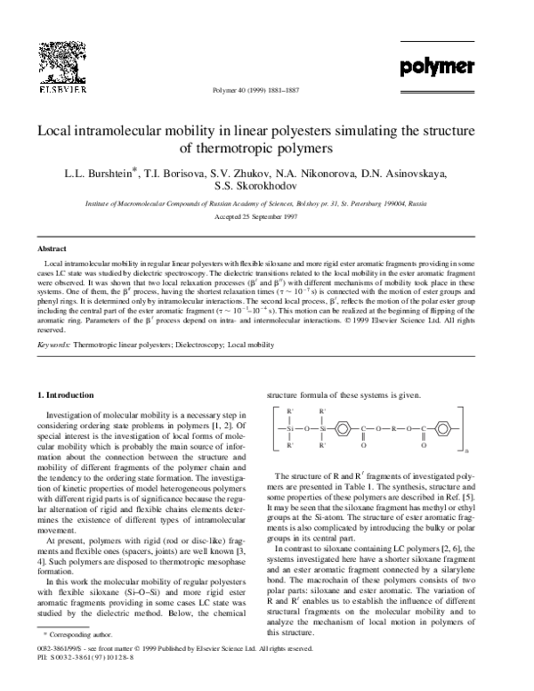 (PDF) Local intramolecular mobility in linear polyesters simulating the ...