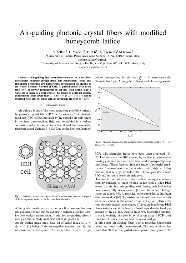 (PDF) Air-guiding photonic crystal fibers with modified honeycomb lattice