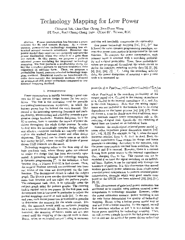 (PDF) Technology Mapping for Low Power