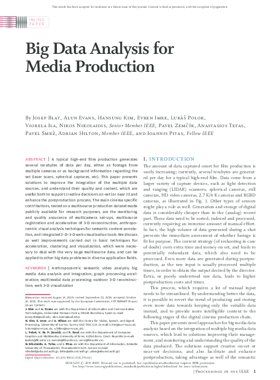 (PDF) Big Data Analysis for Media Production