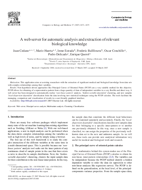 (PDF) A web server for automatic analysis and extraction of relevant ...