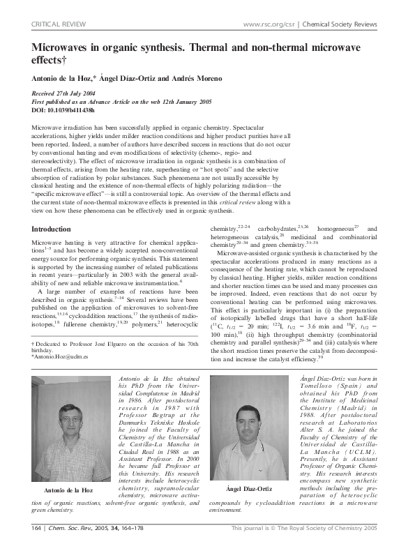 (PDF) Microwaves in Organic Synthesis. Thermal and Non-Thermal ...