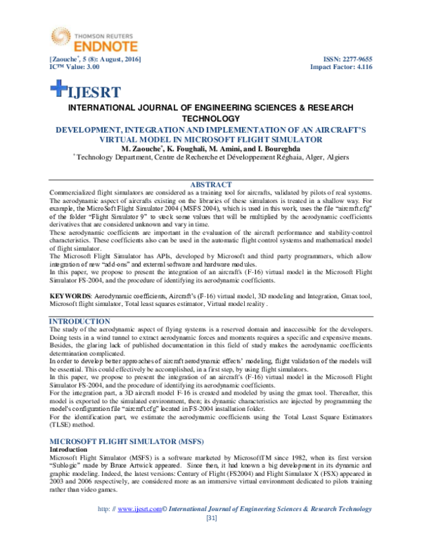 (PDF) DEVELOPMENT, INTEGRATION AND IMPLEMENTATION OF AN AIRCRAFT'S ...
