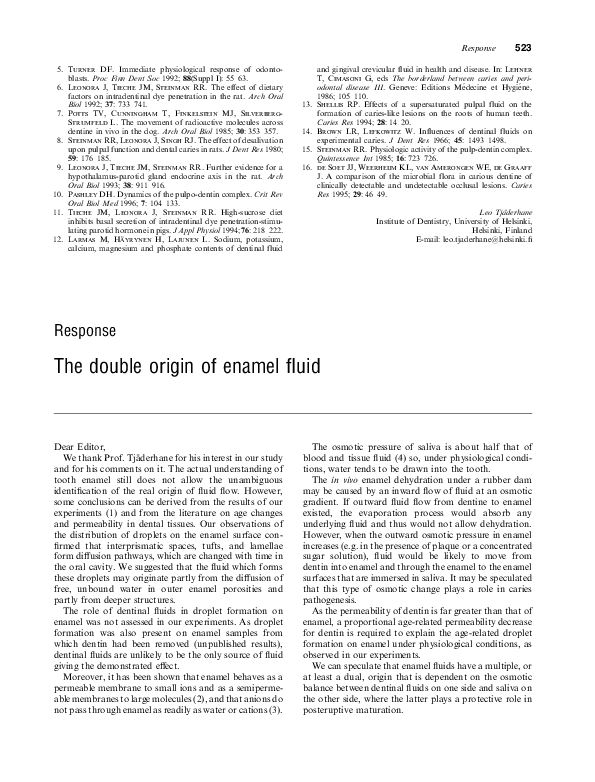 (PDF) The double origin of enamel fluid