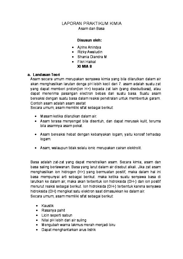 Doc Laporan Praktikum Kimia Asam Basa Shania Diandra Academia Edu Doc Laporan Praktikum Kimia Asam Basa Shania Diandra Academia Edu