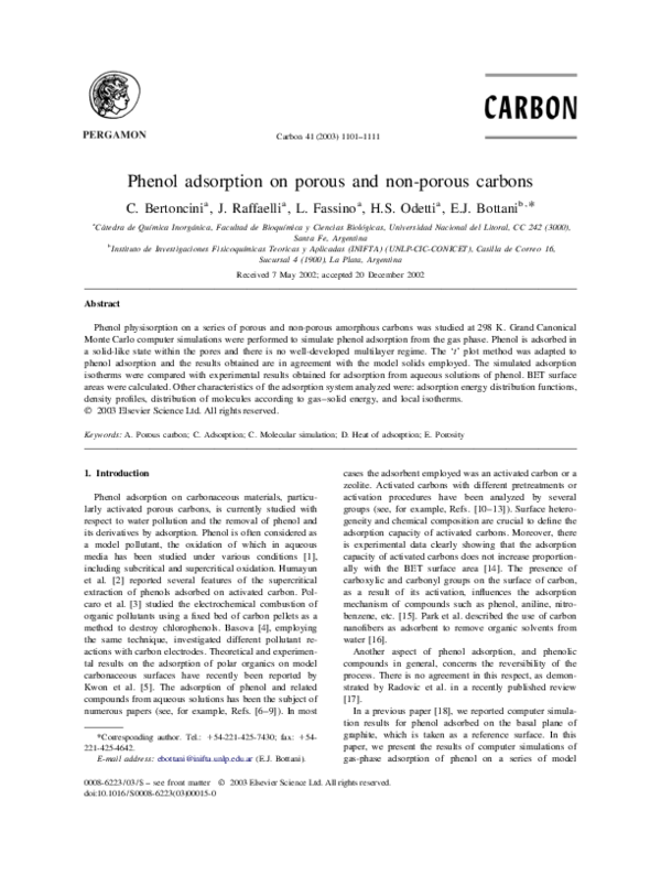(PDF) Phenol adsorption on porous and nonporous carbons Carlos Bertoncini Academia.edu
