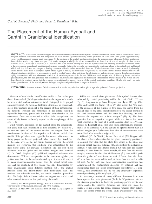 (PDF) The Placement of the Human Eyeball and Canthi in Craniofacial ...
